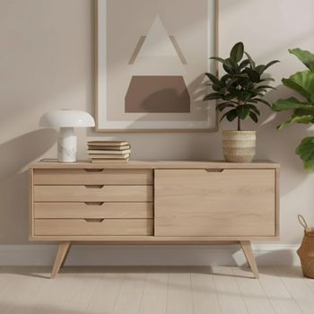 A Line White Oak 160cm 1 Door Large Sideboard
