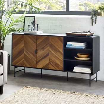 Alvin Chevron Wood Effect 160cm 2 Door Large Sideboard