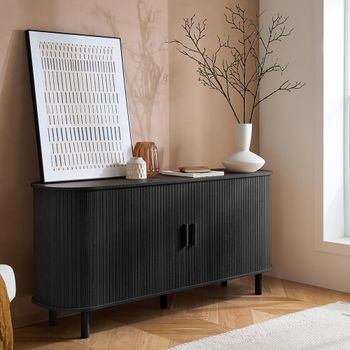 Axel Black Fluted 160cm 2 Door Large Curved Sideboard