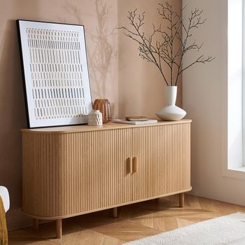 Axel Oak Fluted 160cm 2 Door Large Curved Sideboard