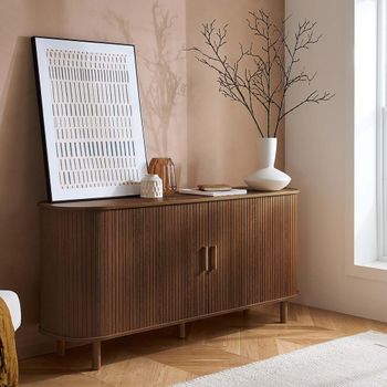 Axel Walnut Fluted 160cm 2 Door Large Curved Sideboard