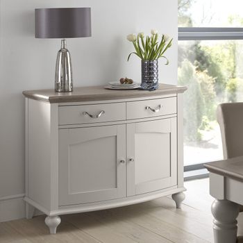 Montreux Grey Washed Oak and Soft Grey 2 Drawer Narrow Sideboard