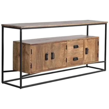 Bergamo Mango Wood Industrial Style 180cm 3 Door Extra Large Sideboard