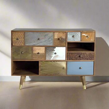 Bonham Mango Wood 110cm 6 Drawer Small Multi Drawer Sideboard