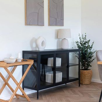 Brisbane Black Metal 140cm 3 Door Medium Sideboard