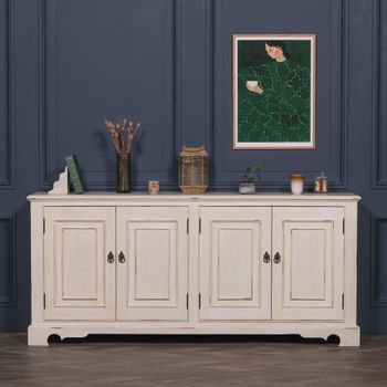 Brushed White 200cm 4 Door Extra Large Sideboard