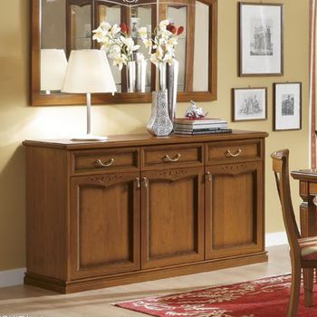 Nostalgia Italian Walnut 3 Door 3 Drawer Large Buffet Sideboard