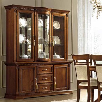 Treviso Italian Cherry Wood Sideboard with Vitrine