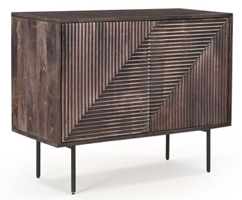 Clearance - Highgrove Fluted Walnut Finished Mango Wood 2 Door Small Sideboard