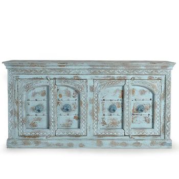 Clearance - Ndrenic Watergreen Mango Wood 190cm 4 Door Large Sideboard - FSS16388