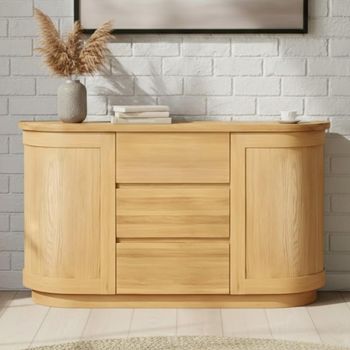 Sorento Curved Oak 3 Drawer Medium Sideboard