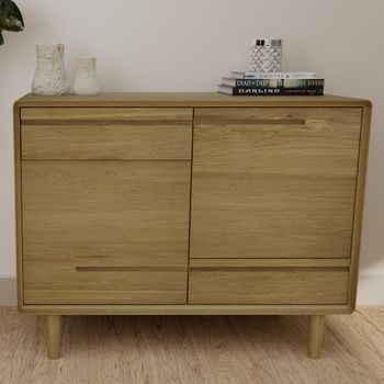 Scandic Oak 90cm 2 Door Small Sideboard