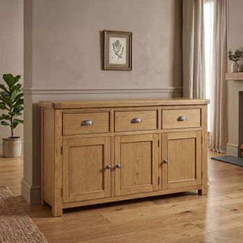 Dorchester Rustic Oak 3 Door Large Sideboard