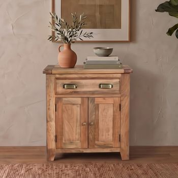 Dorset Mango Wood Compact Rustic 75cm 2 Door 1 Drawer Sideboard