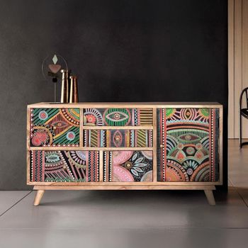 Emelia Painted Mango Wood 100cm 1 Door 5 Drawer Medium Sideboard