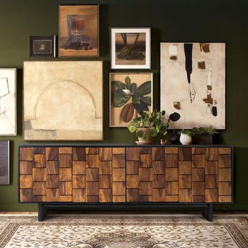 Esmeralda Black Mango Wood 212cm 4 Door Extra Large Sideboard