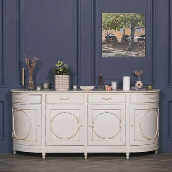 French Style Corley Ivory 4 Door Extra Large Curved Sideboard