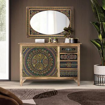 Galach Black Painted Mango Wood 107cm 2 Door Medium Sideboard