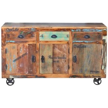 Gerber Recycled Wood Cart Style 140cm 3 Door Medium Sideboard