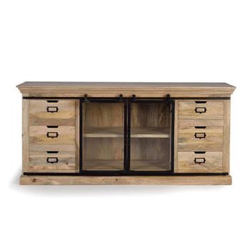 Grapsht Industrial Style Mango Wood 180cm 2 Door Extra Large Sideboard