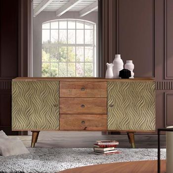 Hamlin Textured Mango Wood 160cm 2 Door Large Sideboard
