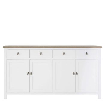 Hampstead White and Oak 180cm 4 Door Large Sideboard