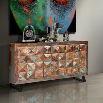 Hasley Recycled Wood 150cm 3 Door Medium Sideboard