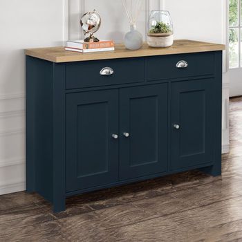 Highgate Navy Blue Painted 3 Door Medium Sideboard
