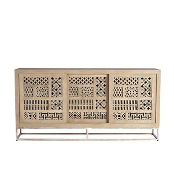 Hiram Carved Mango Wood 190cm 3 Door Extra Large Sideboard