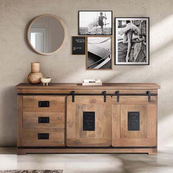 Iron Works Mango Wood 165cm 2 Door Large Sideboard