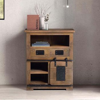 Iron Works Mango Wood 75cm 1 Door 2 Drawer Small Sideboard