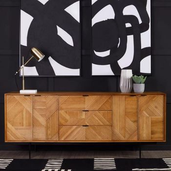 Jakara Natural Wood 200cm 4 Door Extra Large Sideboard