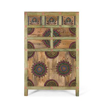 Jazxhias Painted Mango Wood Highboard 2 Door Sideboard