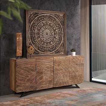 Karlstad Acacia Wood 200cm 4 Door Extra Large Sideboard