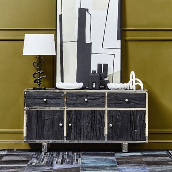 Kerala Black Railway Wood 150cm 3 Door Medium Sideboard