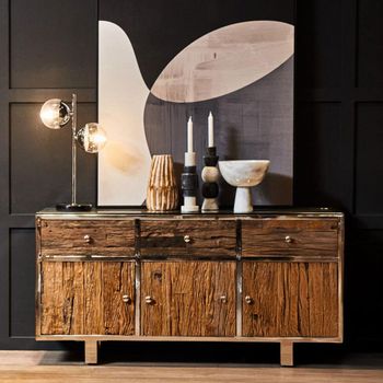 Kerala Natural Railway Wood 150cm 3 Door Medium Sideboard