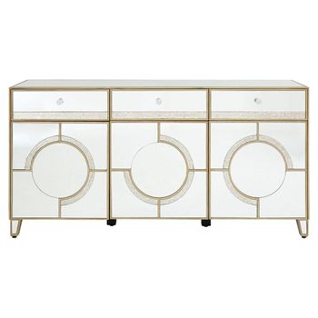 Knightsbridge Mirrored with Gold Trim 158cm 3 Door Medium Sideboard