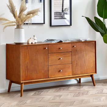 Lowry Cherry Wood Retro Style 150cm 2 Door Medium Sideboard