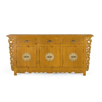 Lubesh Ochre Mango Wood 180cm 6 Door Extra Large Sideboard