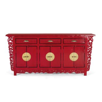 Lubesh Red Mango Wood 180cm 6 Door Extra Large Sideboard