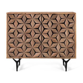 Marlee Mango Wood 90cm 2 Door Small Geometric Sideboard