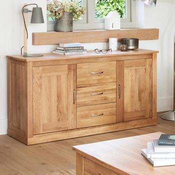 Mobel Oak 2 Door 3 Drawer Sideboard