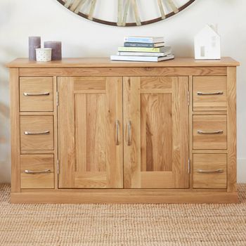Mobel Oak 2 Door 6 Drawer Sideboard