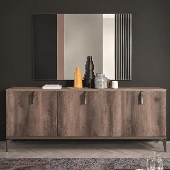 Matera Italian Wood Grain Gloss 3 Door Large Sideboard