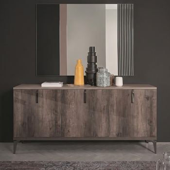 Matera Italian Wood Grain Gloss 3 Door Medium Sideboard