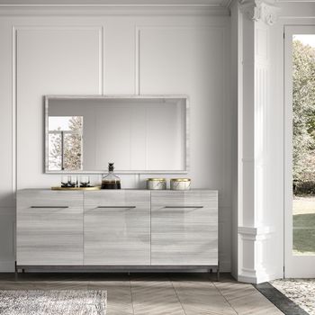 Mia Grey 185cm 3 Door Large Buffet Sideboard with Handles