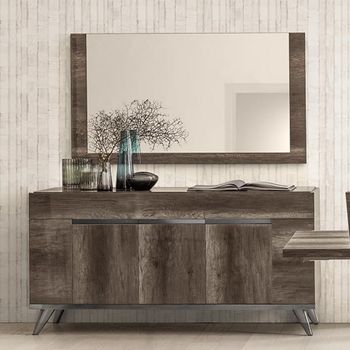 Modern Medea Vintage Oak 165cm 3 Door Large Buffet Sideboard