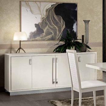 Roma Italian Slim White Large Buffet Sideboard