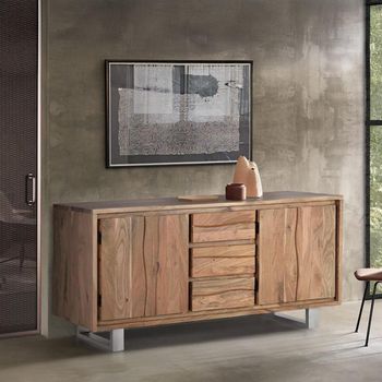 Monza Natural Acacia Wood 172cm 4 Door Large Sideboard