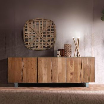 Monza Natural Acacia Wood 220cm 6 Door Extra Large Sideboard